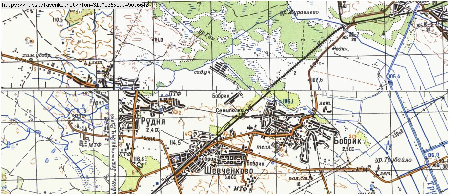 Карта ФРУНЗІВКА, Київська область, Броварський район