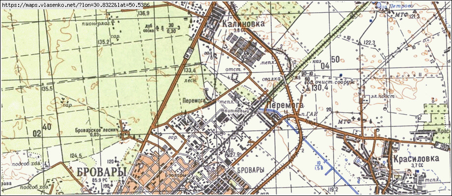 Карта КАЛИНІВКА, Київська область, Броварський район