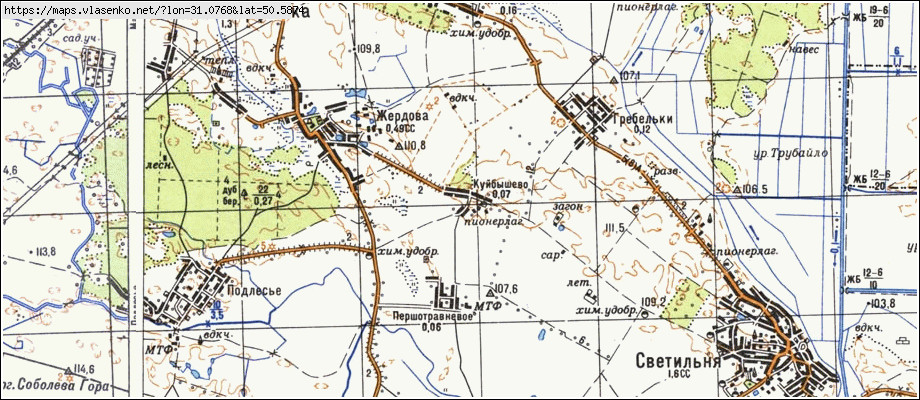 Карта КУЙБИШЕВЕ, Київська область, Броварський район
