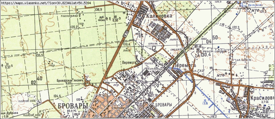 Карта ПЕРЕМОГА, Київська область, Броварський район