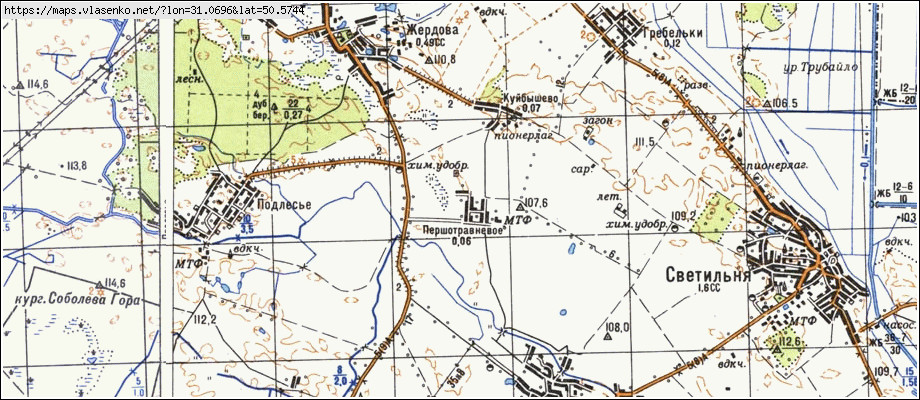 Карта ПЕРШОТРАВНЕВЕ, Київська область, Броварський район