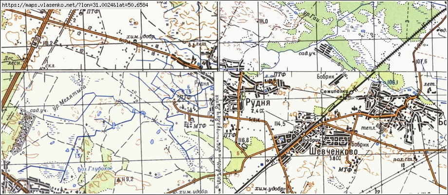 Карта РУДНЯ, Київська область, Броварський район