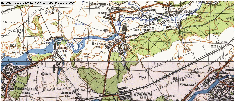 Карта ПІВНІ, Київська область, Фастівський район