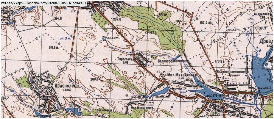 Карта ТАРАСІВКА, Київська область, Фастівський район
