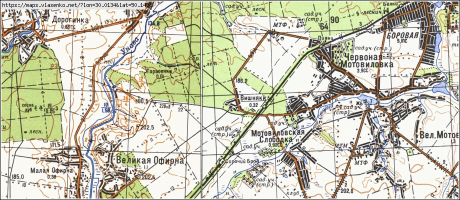 Карта ВИШНЯКИ, Київська область, Фастівський район