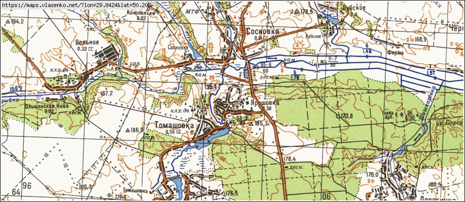 Карта ЯРОШІВКА, Київська область, Фастівський район