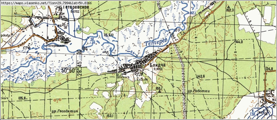 Карта БЛІДЧА, Київська область, Іванківський район