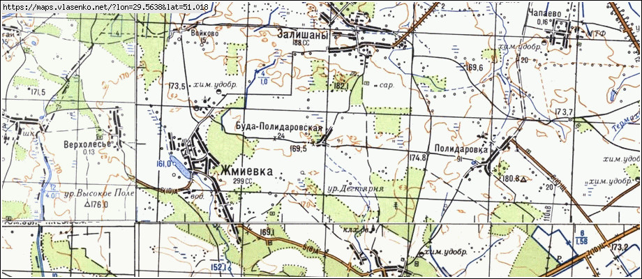 Карта БУДА-ПОЛІДАРІВСЬКА, Київська область, Іванківський район