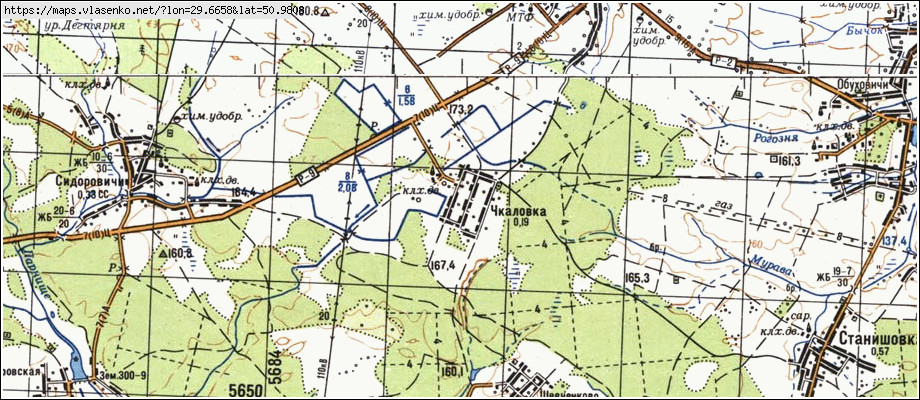 Карта ЧКАЛОВКА, Київська область, Іванківський район
