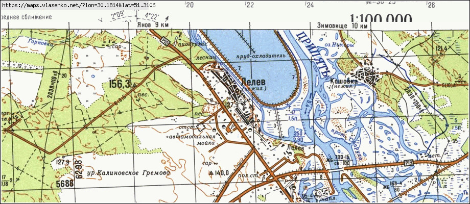Карта ЛЕЛІВ, Київська область, Іванківський район