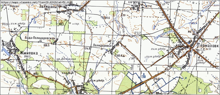 Карта ПОЛІДАРІВКА, Київська область, Іванківський район