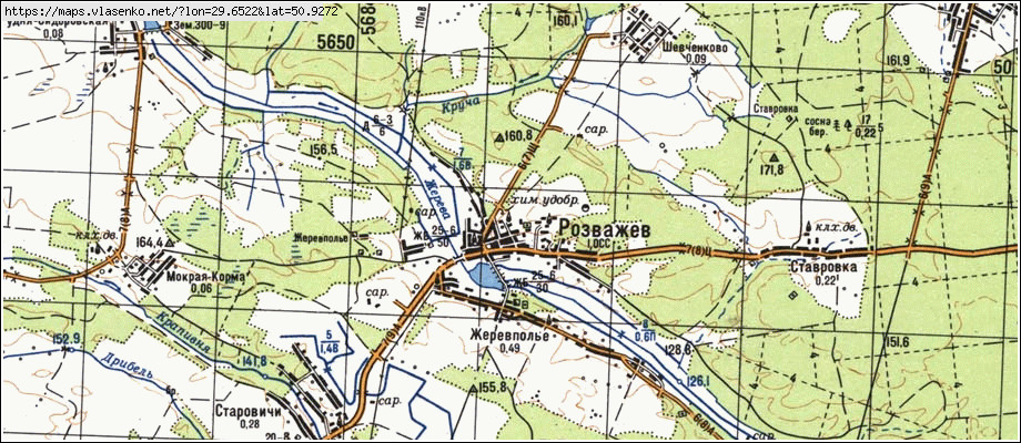 Карта РОЗВАЖІВ, Київська область, Іванківський район