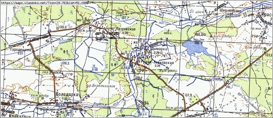 Карта РУДНЯ-ЛЕВКІВСЬКА, Київська область, Іванківський район