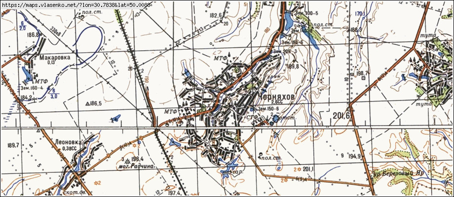 Карта ЧЕРНЯХІВ, Київська область, Кагарлицький район