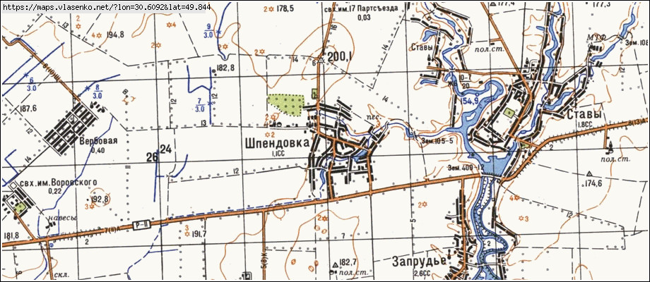 Карта ШПЕНДІВКА, Київська область, Кагарлицький район