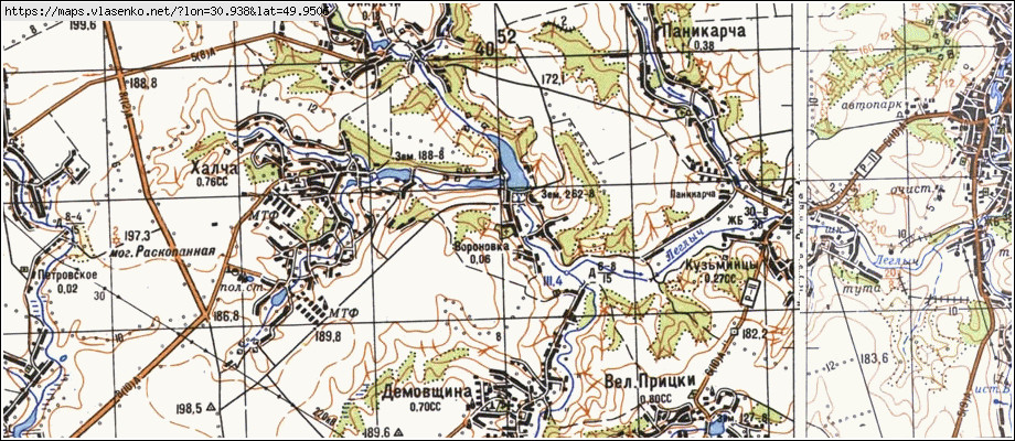 Карта ВОРОНІВКА, Київська область, Кагарлицький район