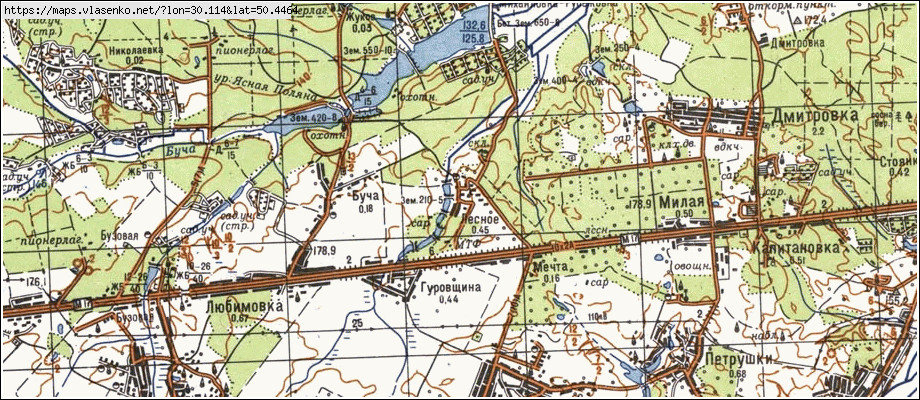 Карта ЛІСНЕ, Київська область, Києво-Святошинський район