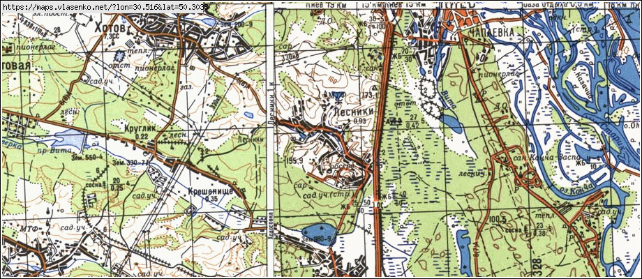 Карта ЛІСНИКИ, Київська область, Києво-Святошинський район