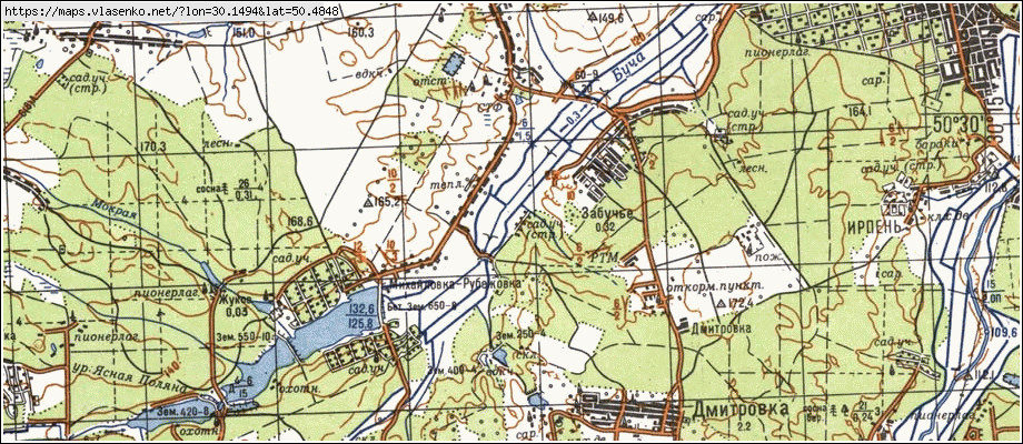 Карта МИХАЙЛІВКА-РУБЕЖІВКА, Київська область, Києво-Святошинський район