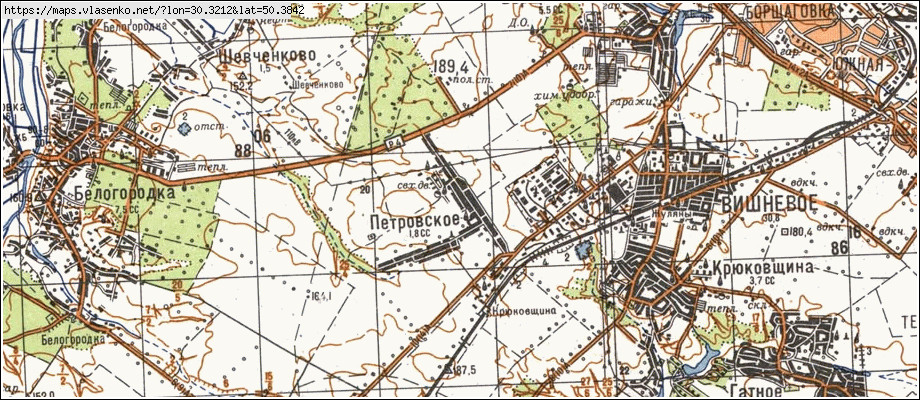 Карта ПЕТРІВСЬКЕ, Київська область, Києво-Святошинський район