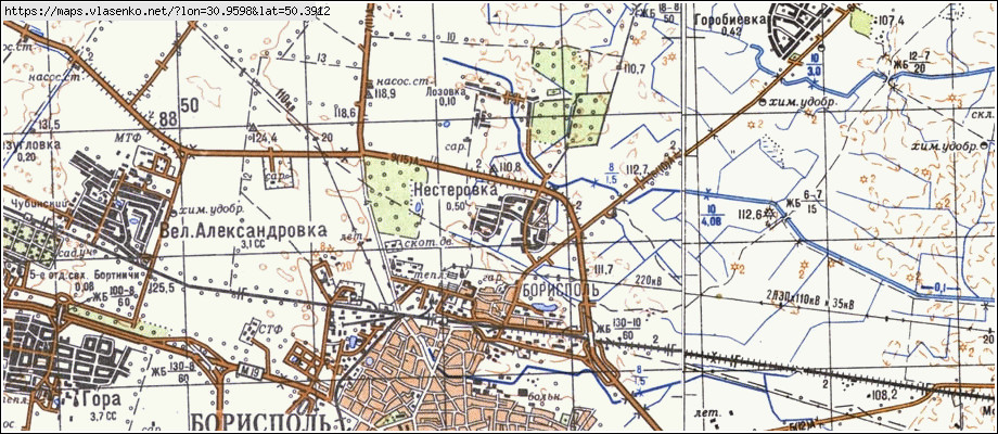 Карта НЕСТОРІВКА, Київська область, м Бориспіль район