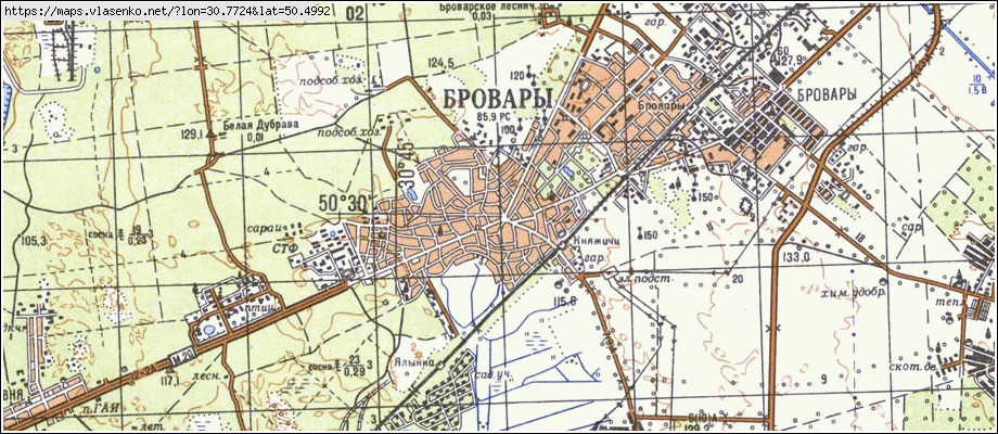 Карта БРОВАРИ, Київська область, м Бровари район