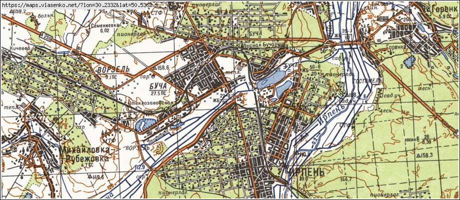Карта ІРПІНЬ, Київська область, м Ірпінь район