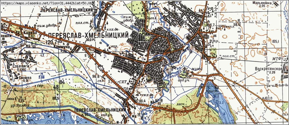 Карта ПЕРЕЯСЛАВ-ХМЕЛЬНИЦЬКИЙ, Київська область, м Переяслав-Хмельницький район