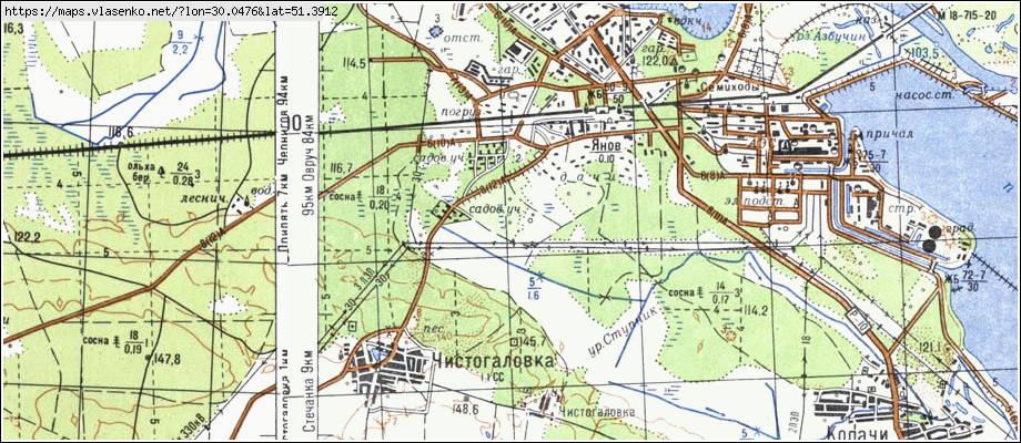 Карта ЯНІВ, Київська область, м Прип'ять район