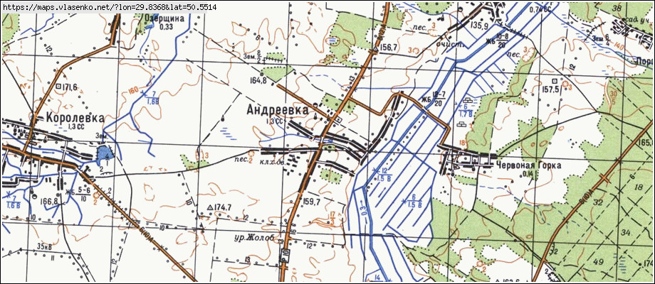 Карта АНДРІЇВКА, Київська область, Макарівський район