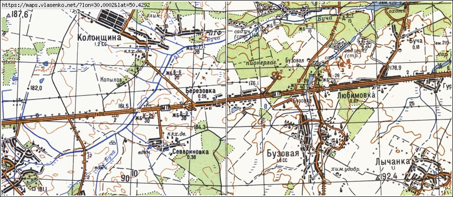 Карта БЕРЕЗІВКА, Київська область, Макарівський район
