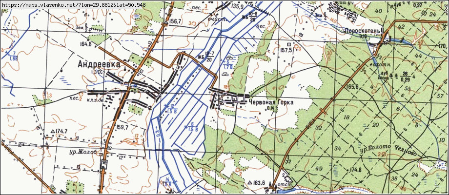 Карта ЧЕРВОНА ГІРКА, Київська область, Макарівський район