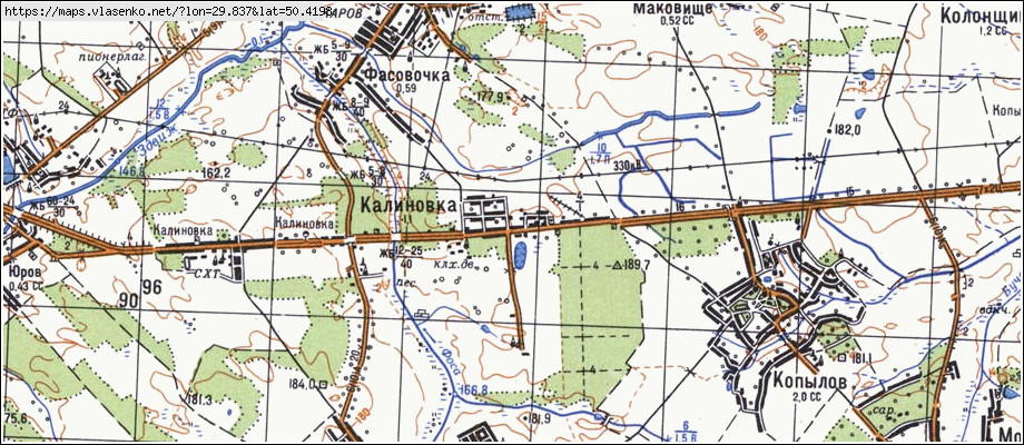 Карта КАЛИНІВКА, Київська область, Макарівський район