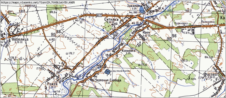 Карта КОПІЇВКА, Київська область, Макарівський район