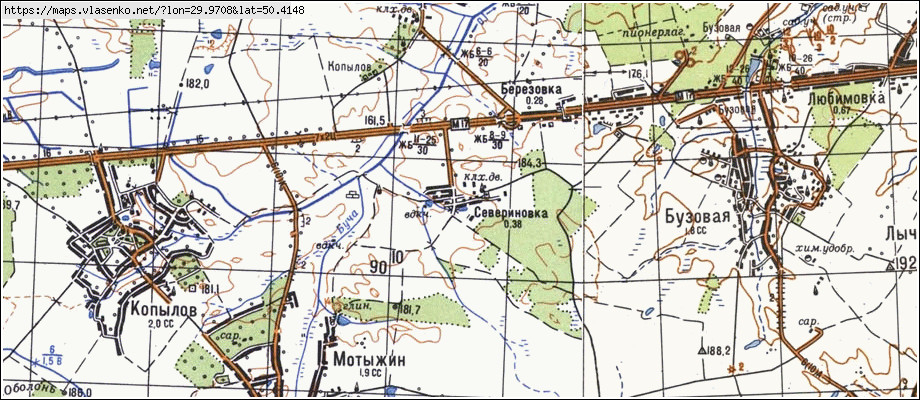 Карта СЕВЕРИНІВКА, Київська область, Макарівський район