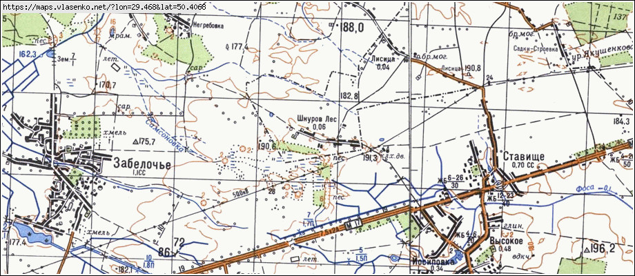 Карта ШНУРІВ ЛІС, Київська область, Макарівський район