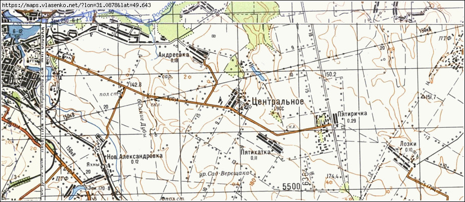Карта ЦЕНТРАЛЬНЕ, Київська область, Миронівський район