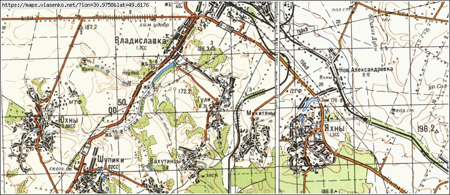 Карта ГУЛІ, Київська область, Миронівський район