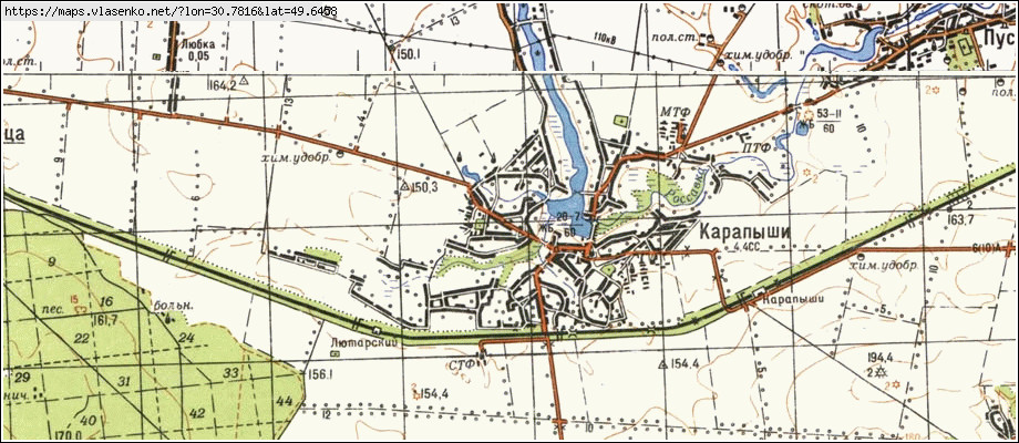Карта КАРАПИШІ, Київська область, Миронівський район