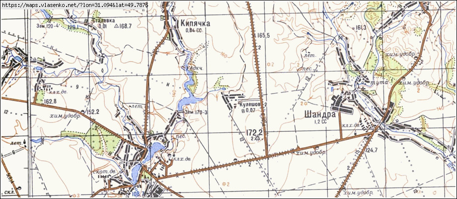 Карта КУЛЕШІВ, Київська область, Миронівський район