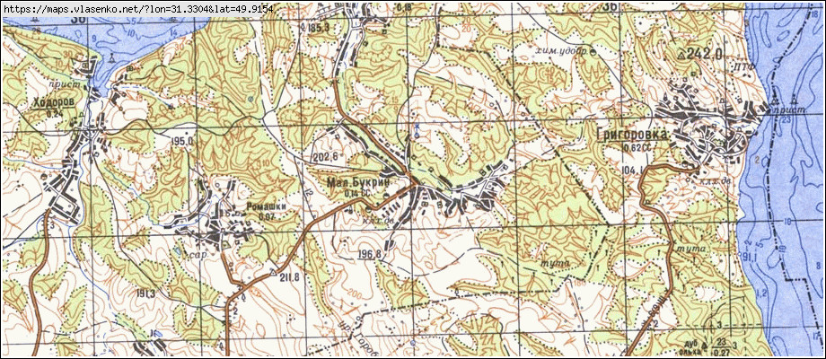 Карта МАЛИЙ БУКРИН, Київська область, Миронівський район