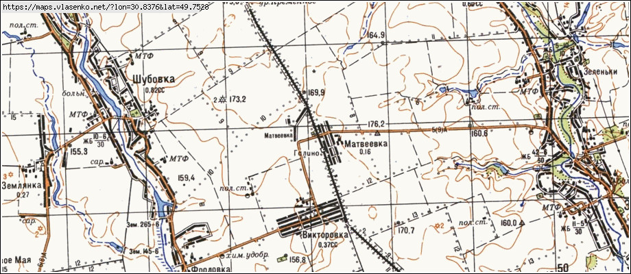 Карта МАТВІЇВКА, Київська область, Миронівський район