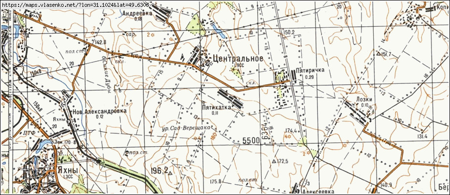 Карта П'ЯТИХАТКА, Київська область, Миронівський район
