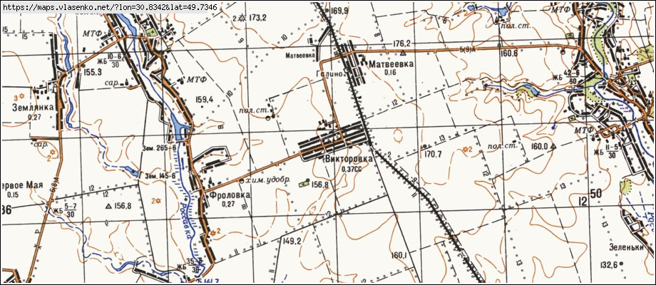 Карта ВІКТОРІВКА, Київська область, Миронівський район