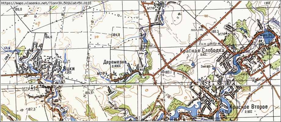 Карта ДЕРЕМЕЗНА, Київська область, Обухівський район