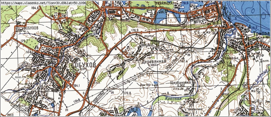Карта ДЕРЕВ'ЯНА, Київська область, Обухівський район