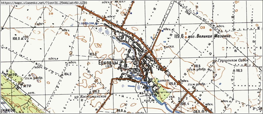 Карта ЄРКІВЦІ, Київська область, Переяслав-хмельницький район