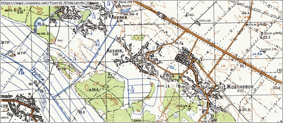 Карта КОЗЛІВ, Київська область, Переяслав-хмельницький район