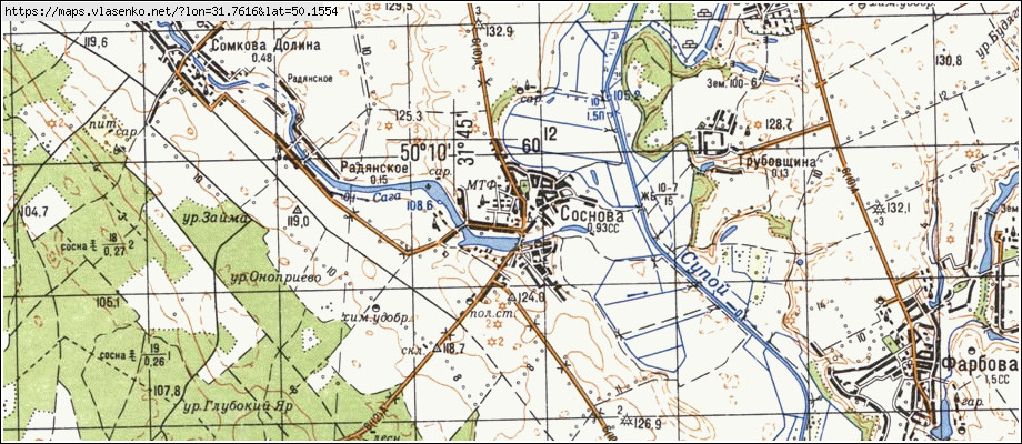 Карта СОСНОВА, Київська область, Переяслав-хмельницький район