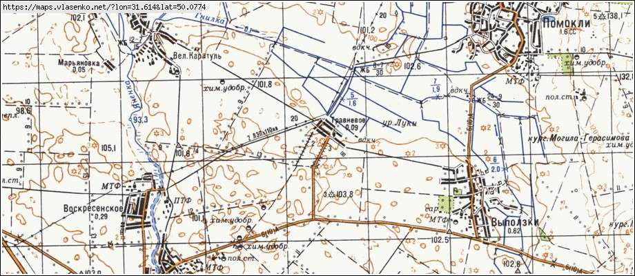 Карта ТРАВНЕВЕ, Київська область, Переяслав-хмельницький район